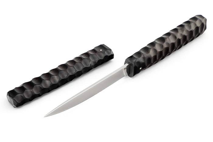 Нож Дамский N690 черный граб резьба деревянные ножны