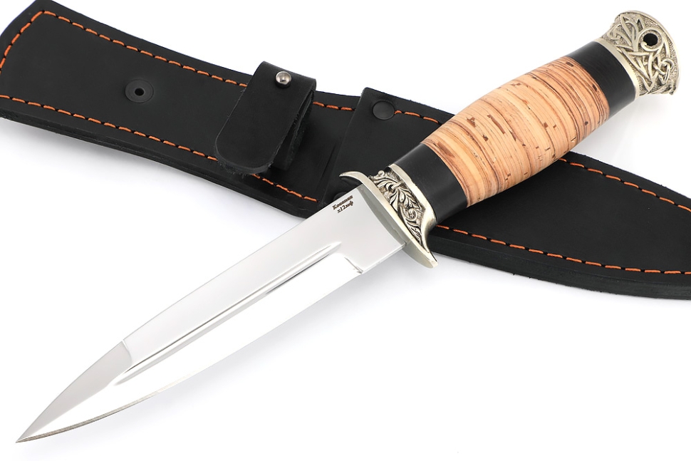Нож Перо (х12МФ, береста - мельхиор)