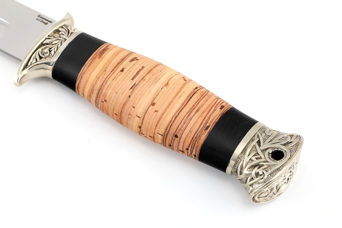 Нож Перо (х12МФ, береста - мельхиор)