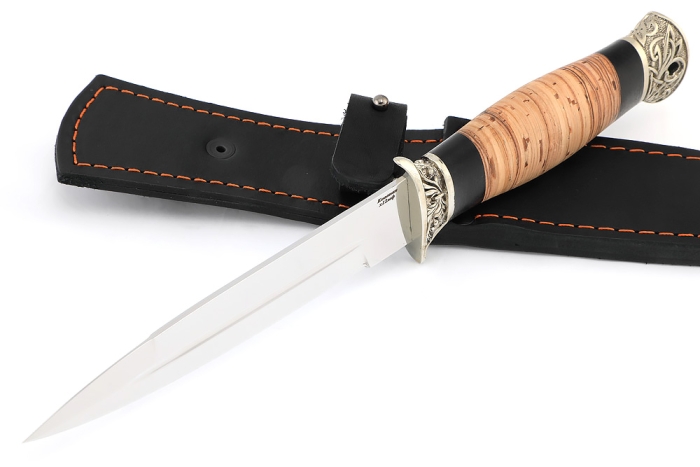 Нож Перо (х12МФ, береста - мельхиор)