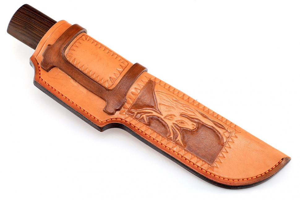 Нож Северный №1 (х12МФ, кованый дол, термоясень, вставка кость) формованные ножны