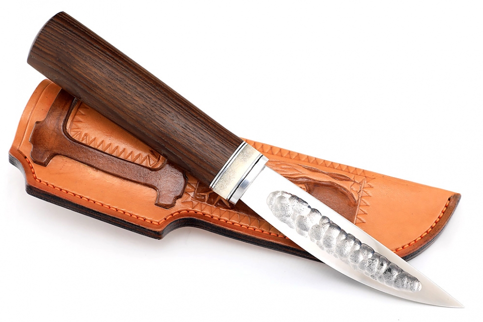 Нож Северный №1 (х12МФ, кованый дол, термоясень, вставка кость) формованные ножны