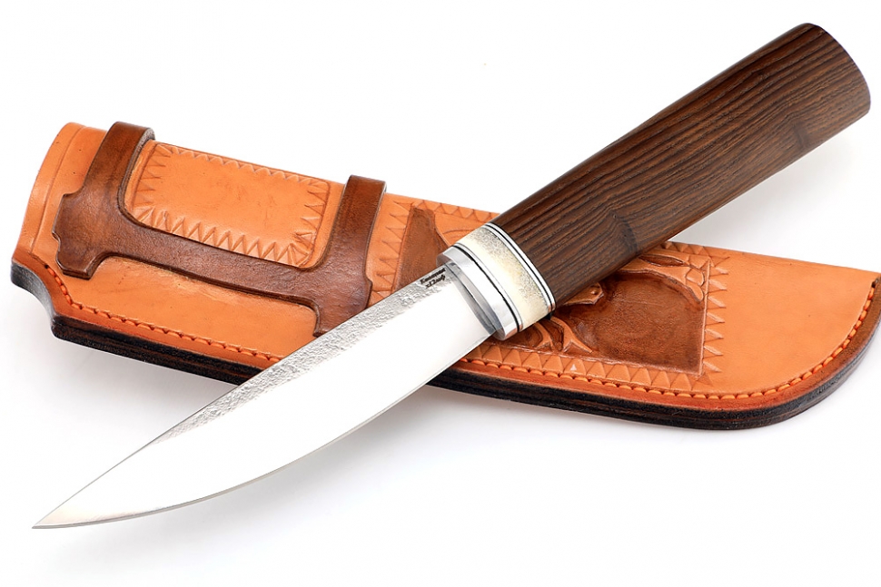 Нож Северный №1 (х12МФ, кованый дол, термоясень, вставка кость) формованные ножны