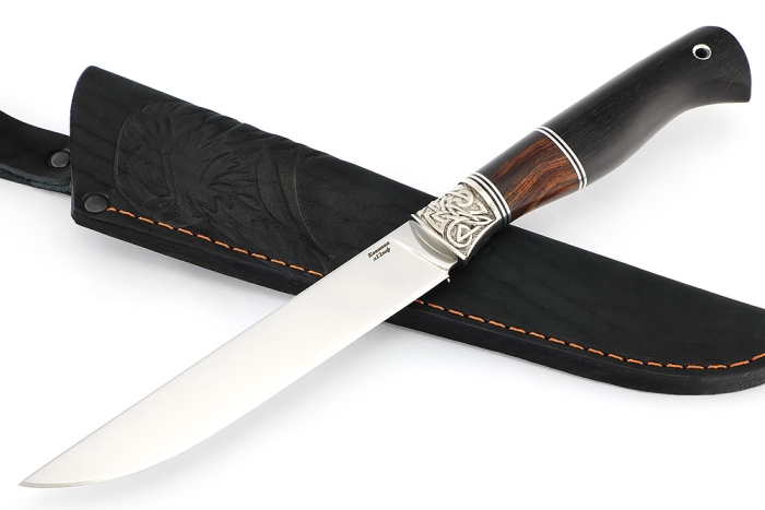 Нож Зубатка (х12МФ, мельхиор, железное дерево, чёрный граб)