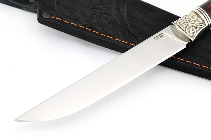 Нож Зубатка (х12МФ, мельхиор, железное дерево, чёрный граб)