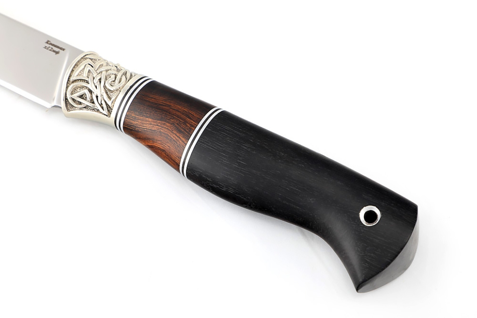 Нож Зубатка (х12МФ, мельхиор, железное дерево, чёрный граб)