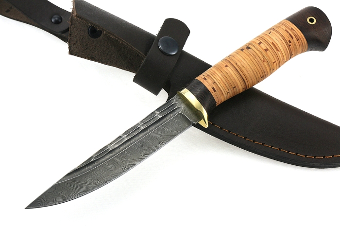 Нож Пантера (дамаск-камень, береста)