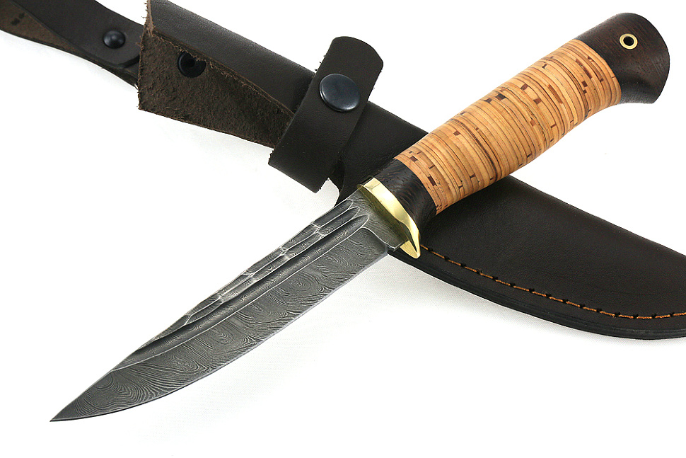 Нож Пантера (дамаск-камень, береста)