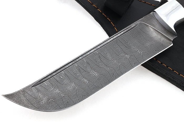 Нож Узбек-2 (дамаск, чёрный граб) цельнометаллический
