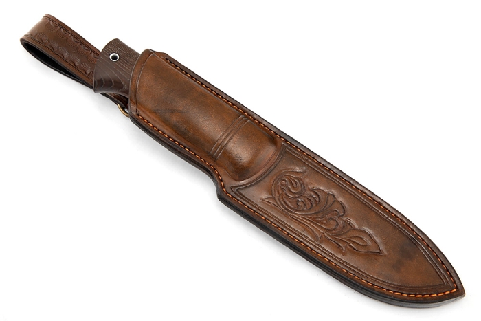 Нож Сафари (К340, рукоять термоциклированный ясень, вставка чёрный граб) формованные ножны