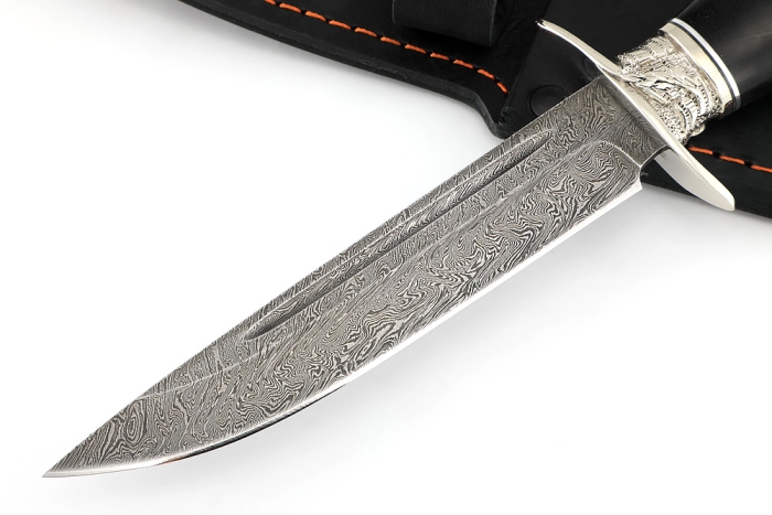 Финка НКВД (дамаск, рукоять чёрный граб - литьё, мозаичный пин)