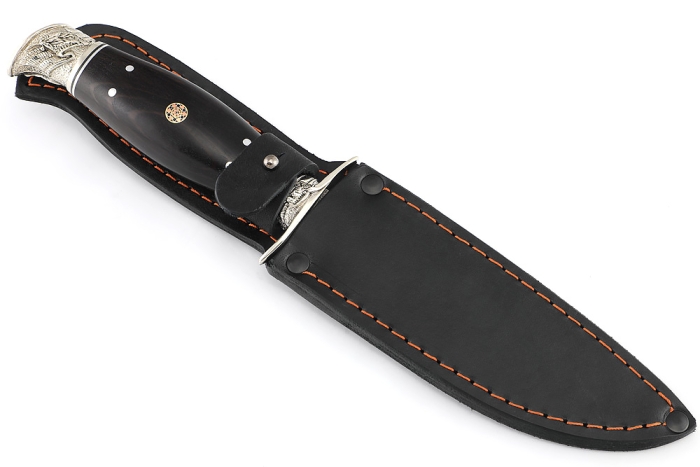 Финка НКВД (дамаск, рукоять чёрный граб - литьё, мозаичный пин)