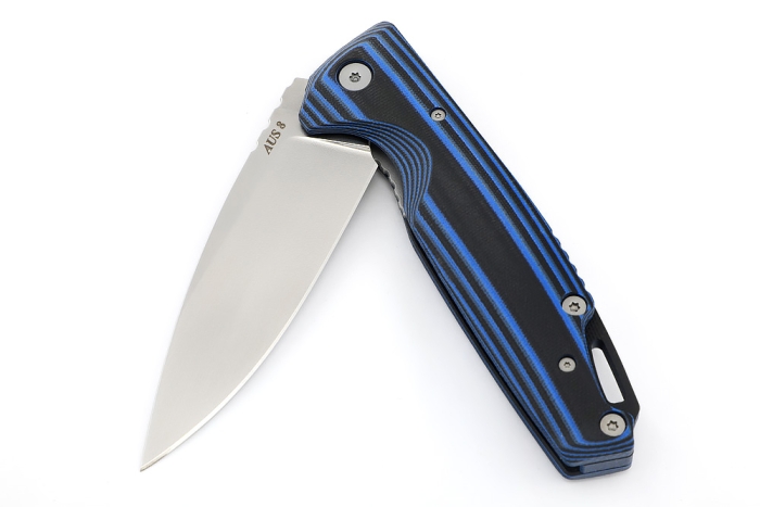 Нож складной Турист AUS8 рукоять G10 черно-синяя