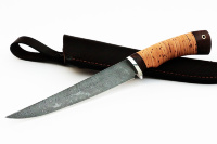 Нож Филейный средний (дамаск, береста)
