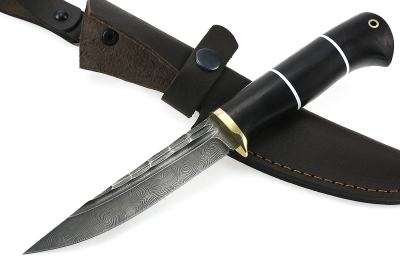 Нож Пантера (дамаск-камень, чёрный граб)