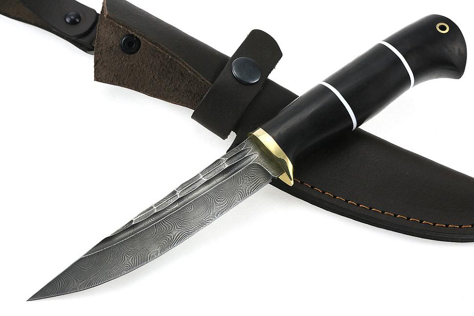 Нож Пантера (дамаск-камень, чёрный граб)