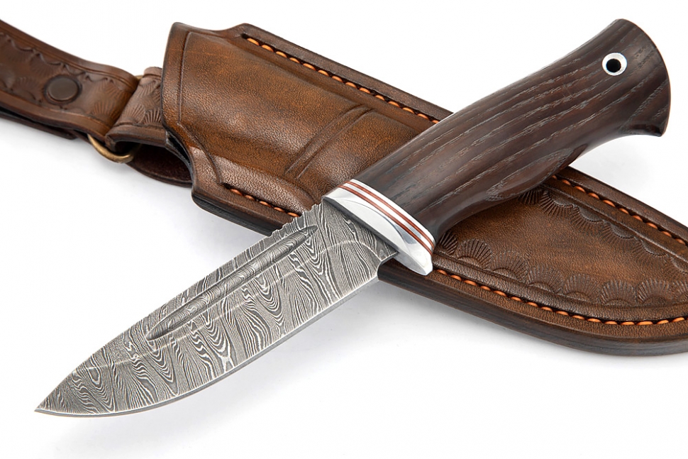 Нож Малыш (дамаск, термоциклированный ясень) формованные ножны