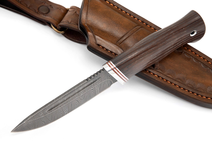 Нож Малыш (дамаск, термоциклированный ясень) формованные ножны