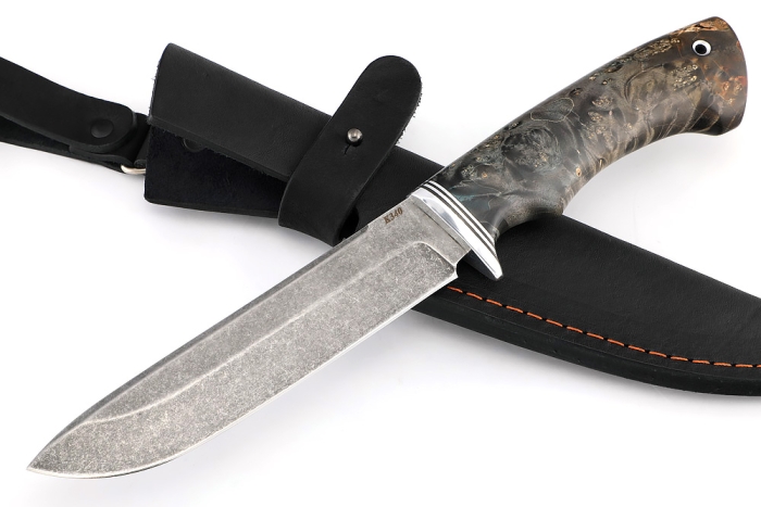 Нож Скат сталь К340, рукоять кап клена коричневый