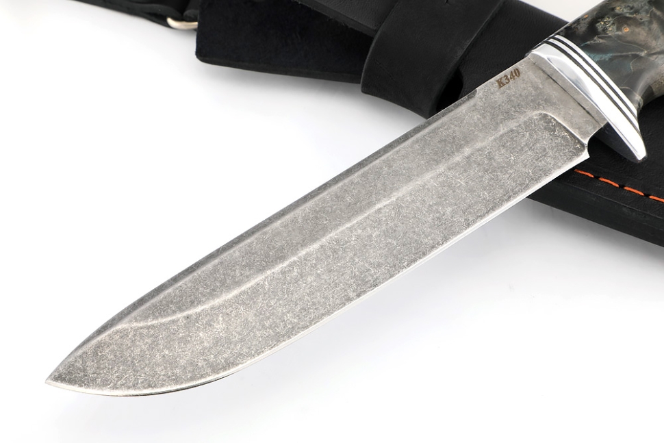 Нож Скат сталь К340, рукоять кап клена коричневый