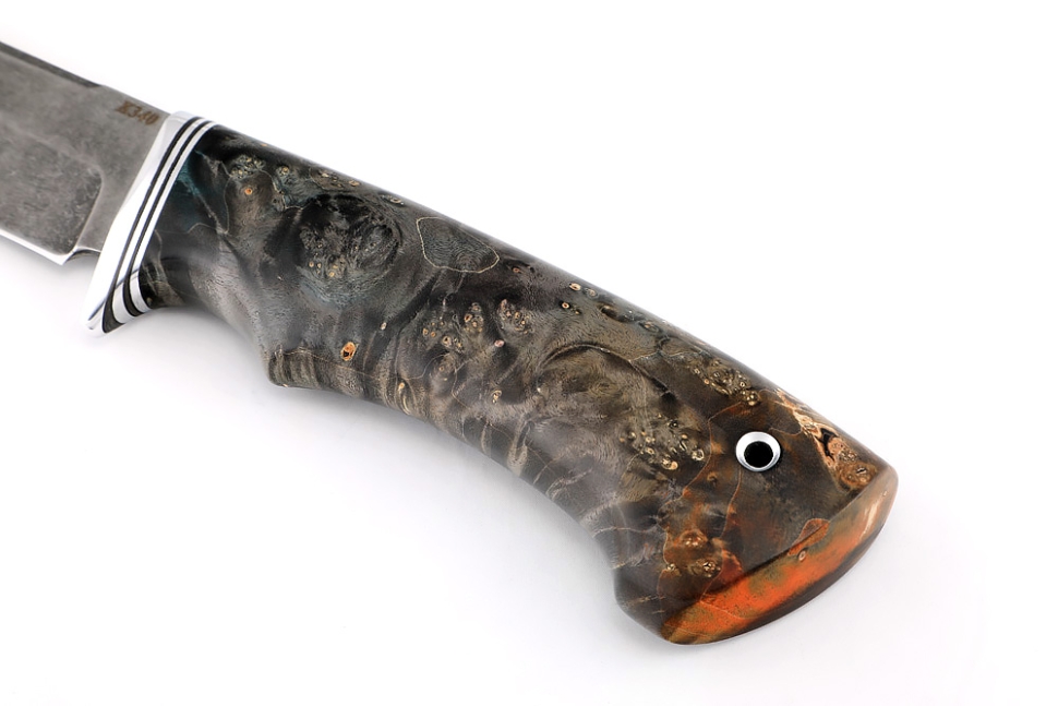 Нож Скат сталь К340, рукоять кап клена коричневый