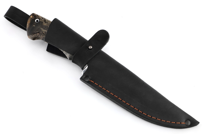 Нож Скат сталь К340, рукоять кап клена коричневый