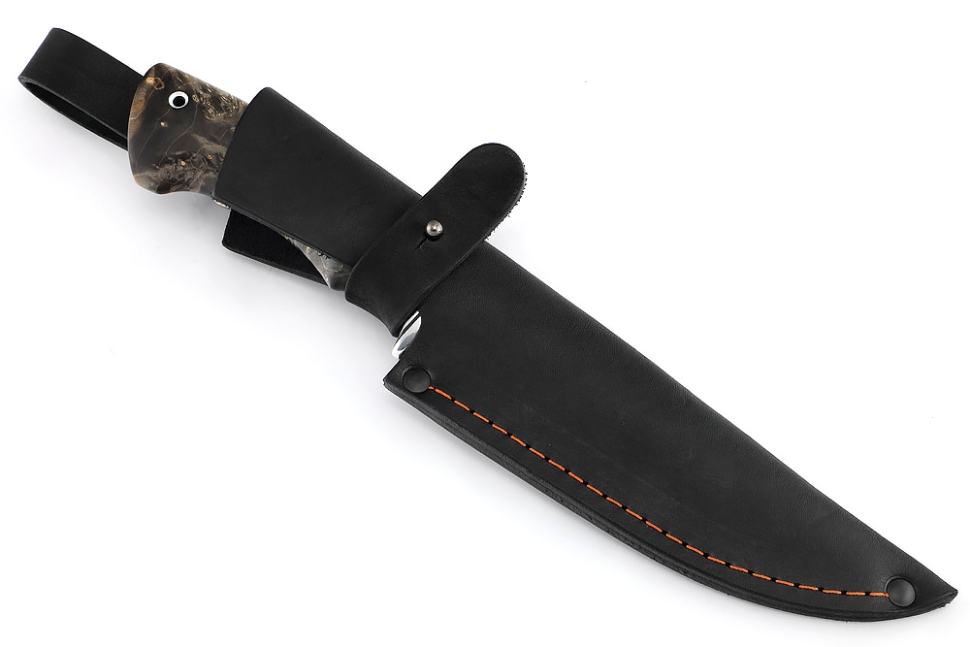 Нож Скат сталь К340, рукоять кап клена коричневый