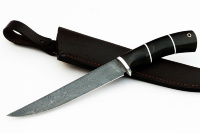 Нож Филейный средний (дамаск, чёрный граб)