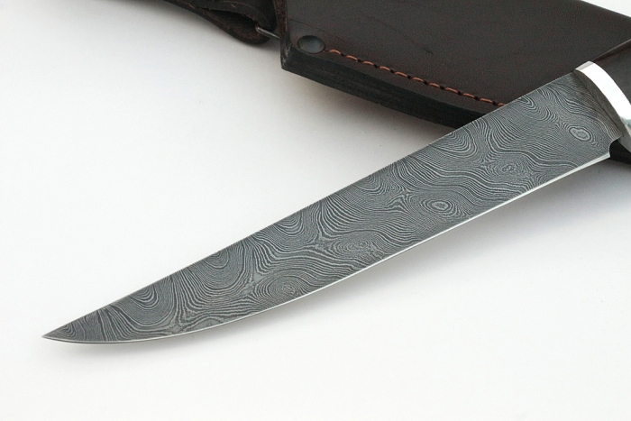 Нож Филейный средний (дамаск, чёрный граб)