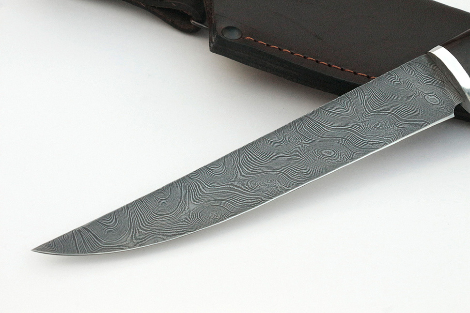Нож Филейный средний (дамаск, чёрный граб)