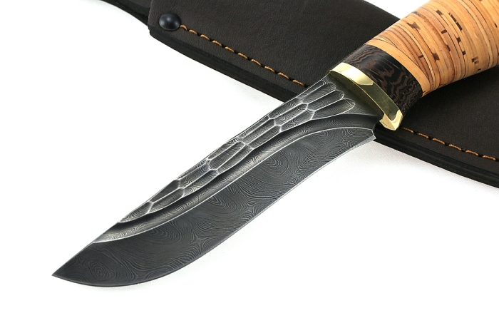 Нож Соболь (дамаск-камень, береста)