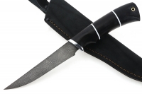 Нож Филейный малый (дамаск, черный граб)