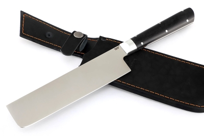 Овощной топорик Накири (95х18 - сатин, рукоять дюраль - чёрный граб) цельнометаллический