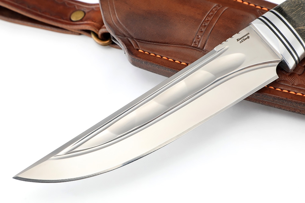 Нож Стрела (х12МФ камень долы, рукоять ясень стабилизированный) формованные ножны