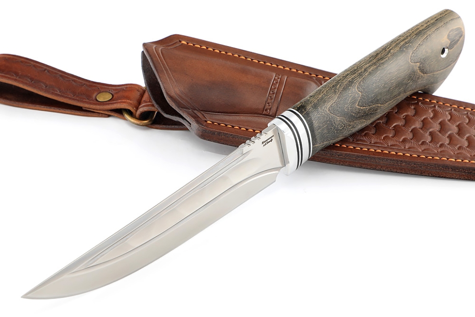 Нож Стрела (х12МФ камень долы, рукоять ясень стабилизированный) формованные ножны