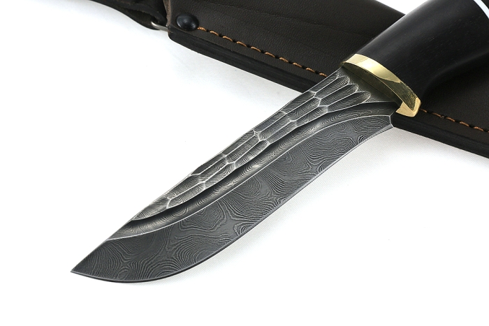 Нож Соболь (дамаск-камень, чёрный граб)