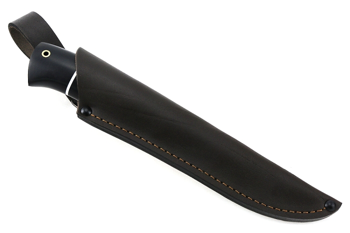 Нож Соболь (дамаск-камень, чёрный граб)