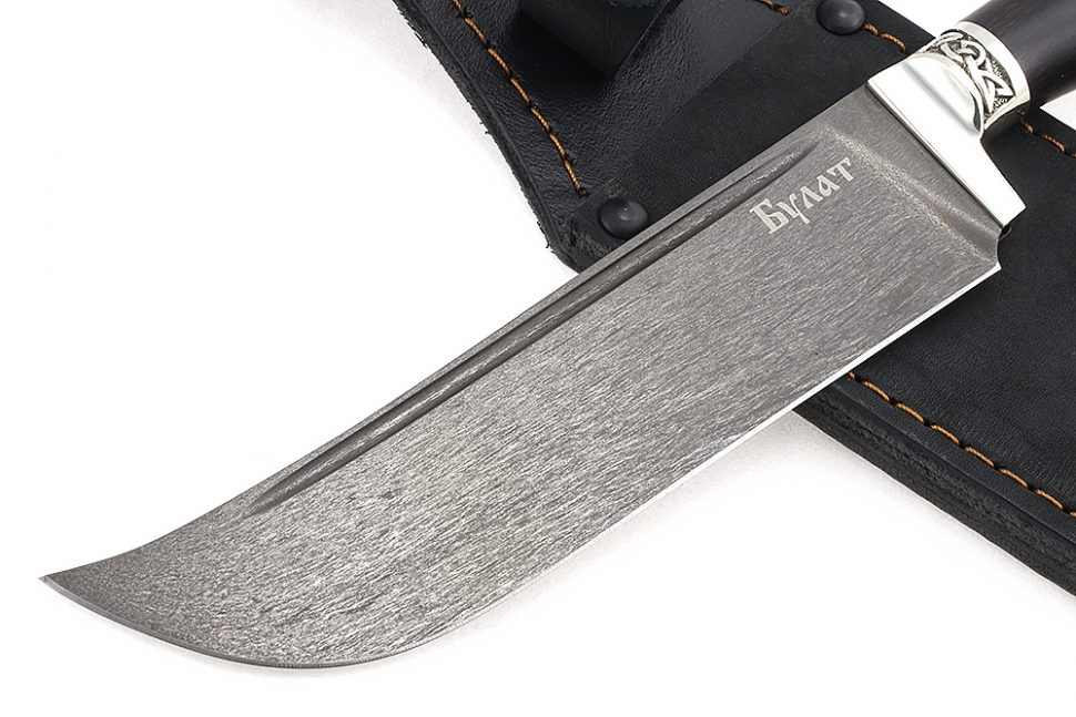 Нож Узбек-2 (булат, черный граб - мельхиор)