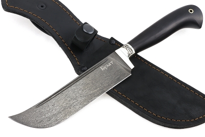 Нож Узбек-2 (булат, черный граб - мельхиор)
