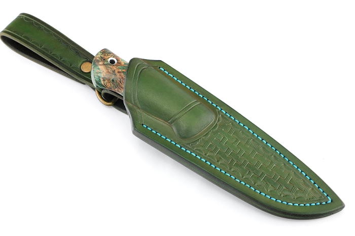 Нож Малыш (К340, кап клена зеленый) формованные ножны