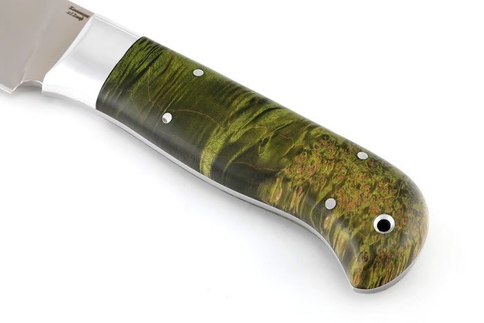 Нож Глухарь х12МФ цельнометаллический, рукоять карельская берёза зеленая