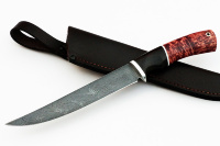 Нож Филейный средний (дамаск, карельская берёза)