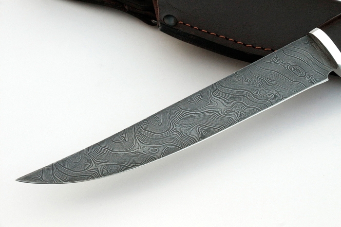 Нож Филейный средний (дамаск, карельская берёза)