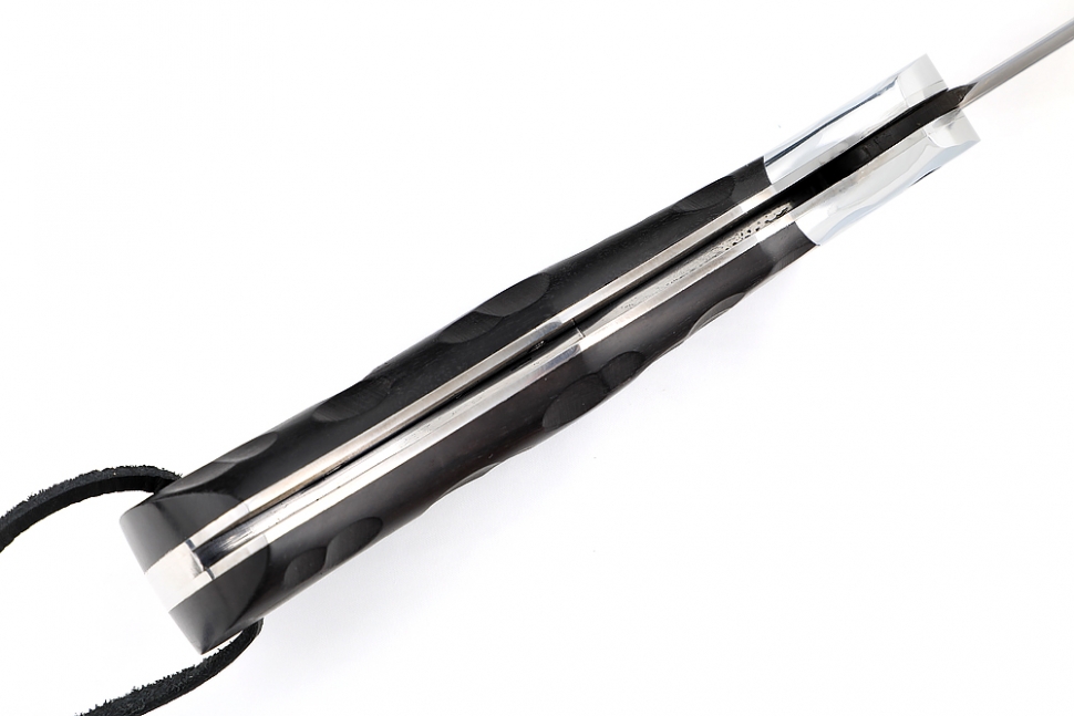 Нож складной Партизан сталь Булат рукоять дюраль-черный граб (резная)