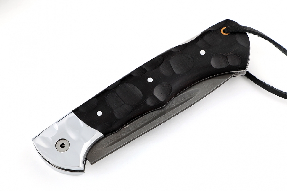 Нож складной Партизан сталь Булат рукоять дюраль-черный граб (резная)