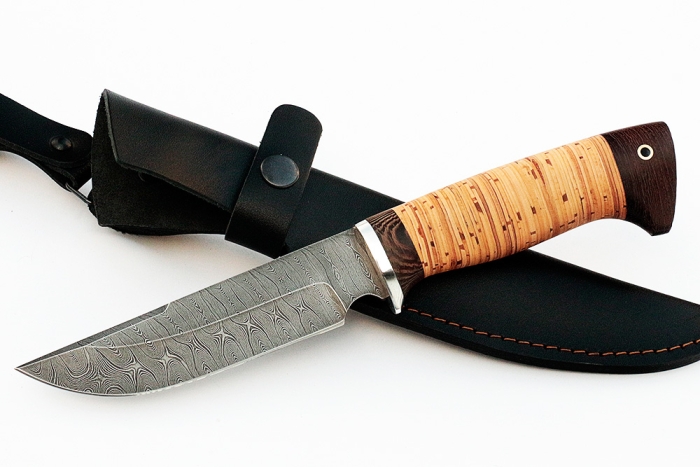 Нож Лесной (дамаск, береста)