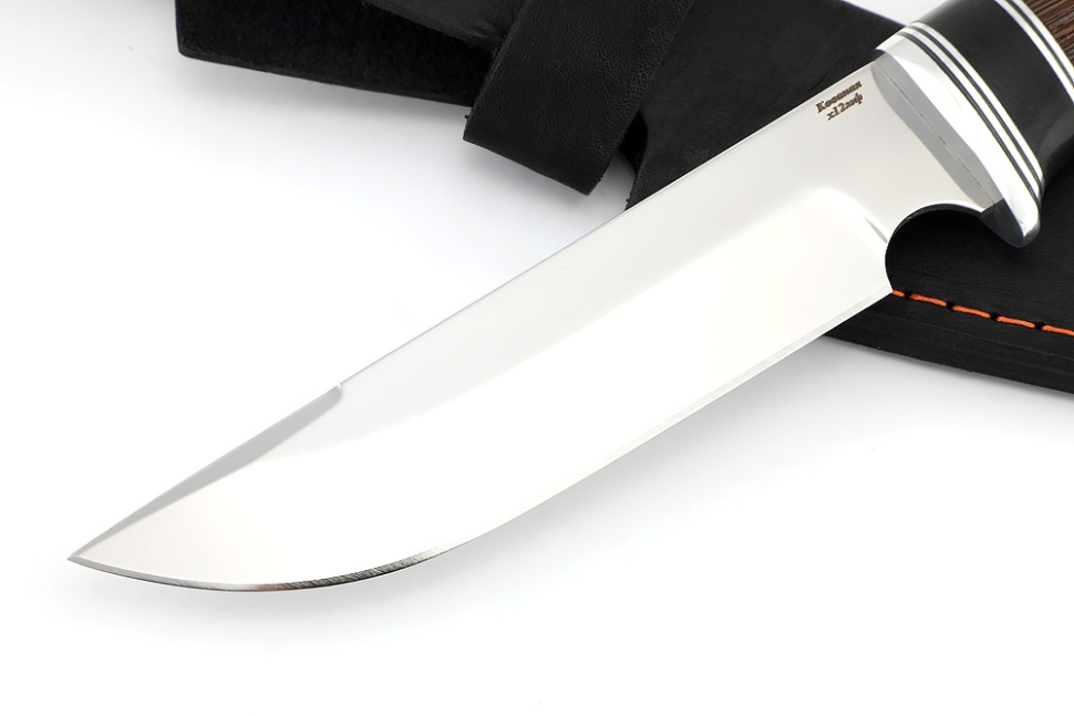 Нож Лесной х12МФ, вставка черный граб, венге