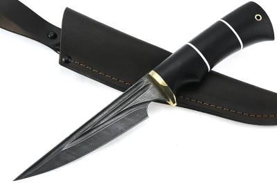 Нож Комар (дамаск-долы, чёрный граб)