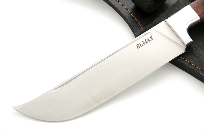 Нож Узбек-3 (порошковая сталь ELMAX - САТИН, коричневая стабилизированная карельская берёза) цельнометаллический