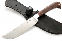 Нож Узбек-3 (порошковая сталь ELMAX - САТИН, коричневая стабилизированная карельская берёза) цельнометаллический